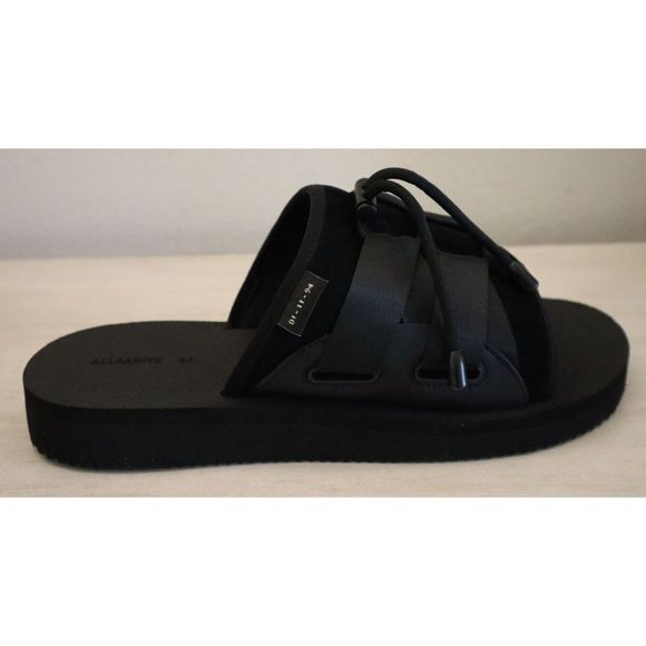 ALLSAINTS 34ZM0293 Men's Sz 11M Black Ryder Suede Drawcord Slide Sandals - Picture 6 of 12